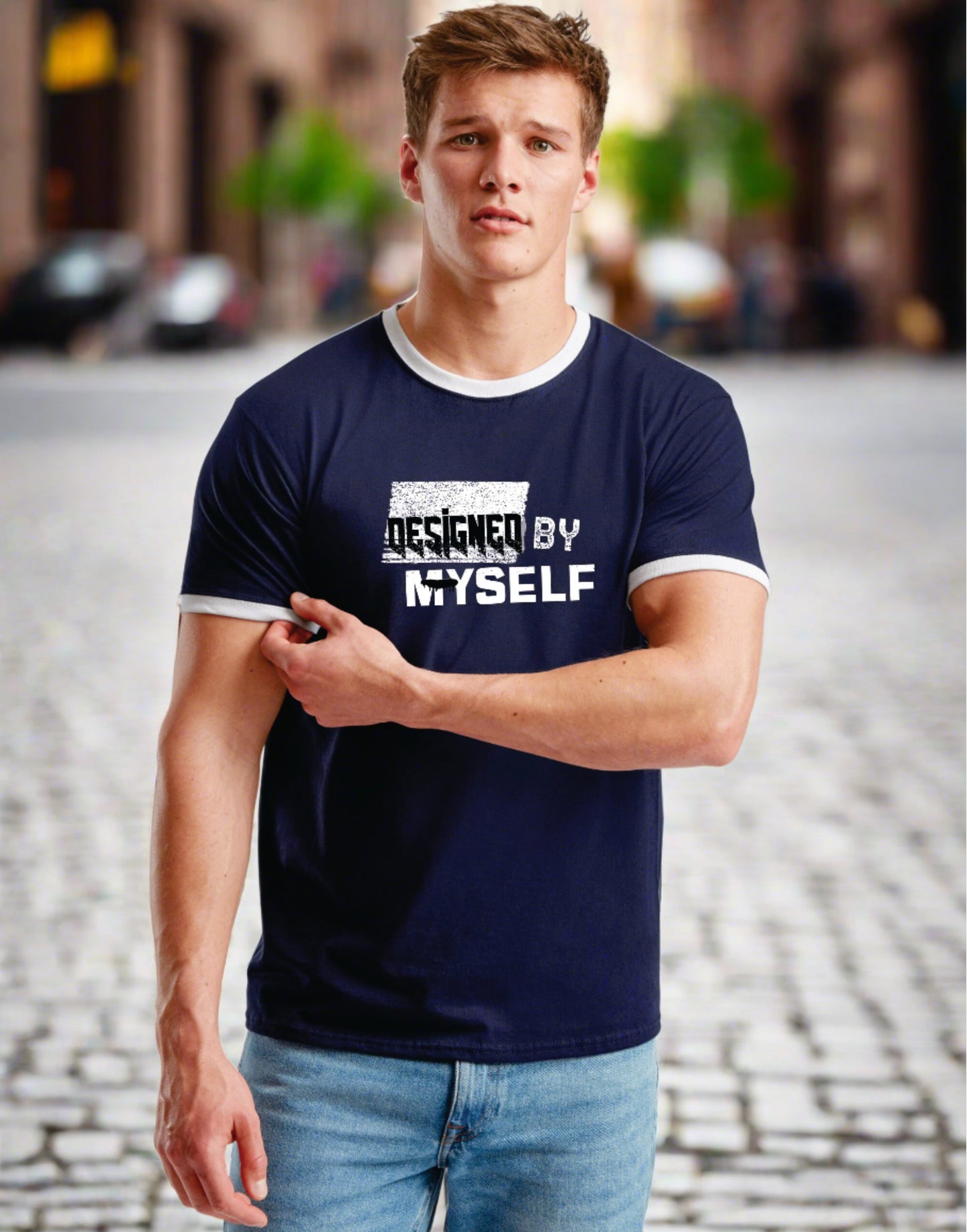 Personalised Fruit Of The Loom Men's Valueweight Ringer T