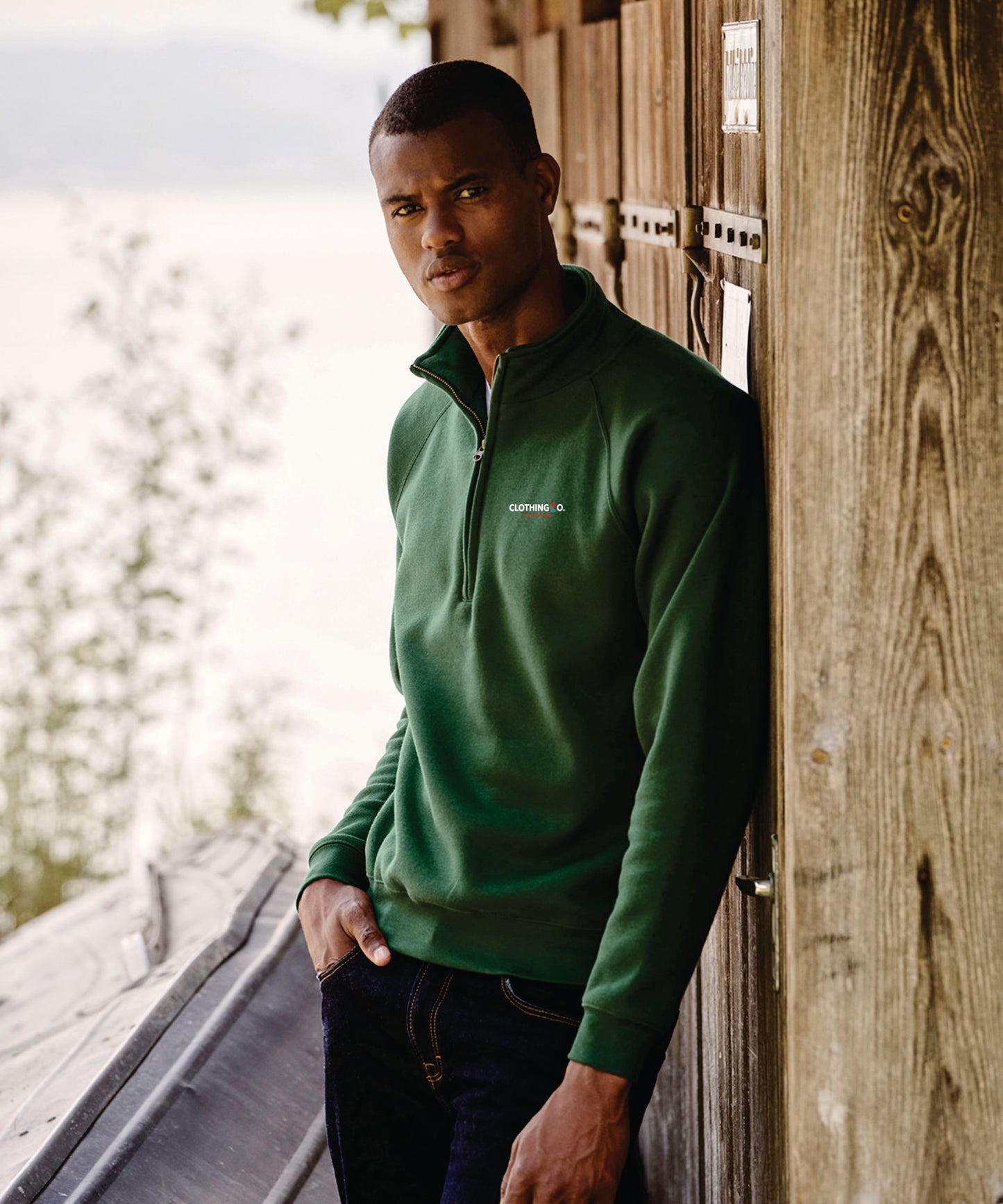 Custom Fruit Of The Loom Men's Premium Zip Neck Sweat