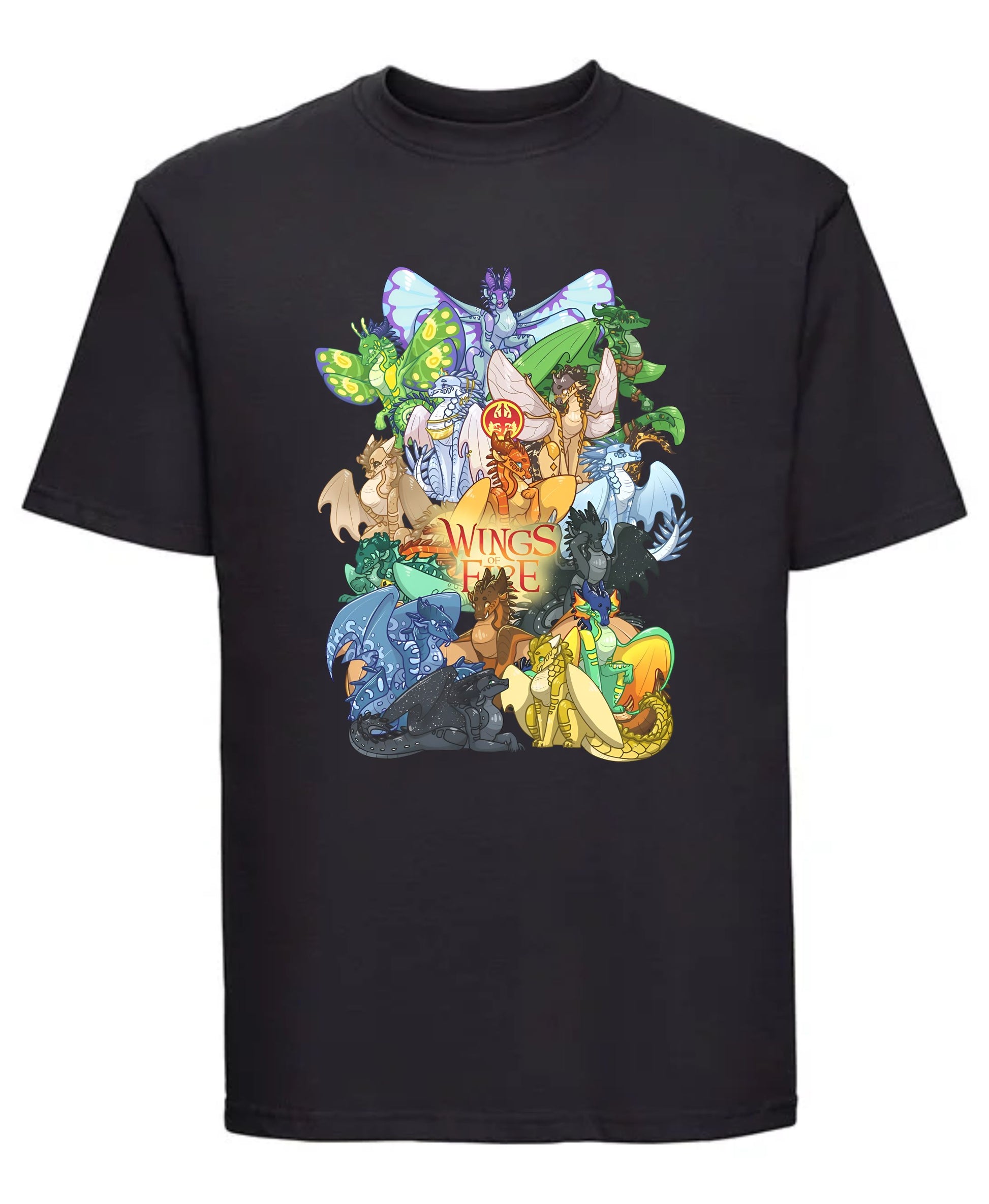 Dragon with flaming wings printed on t-shirt – Wings of Fire design
