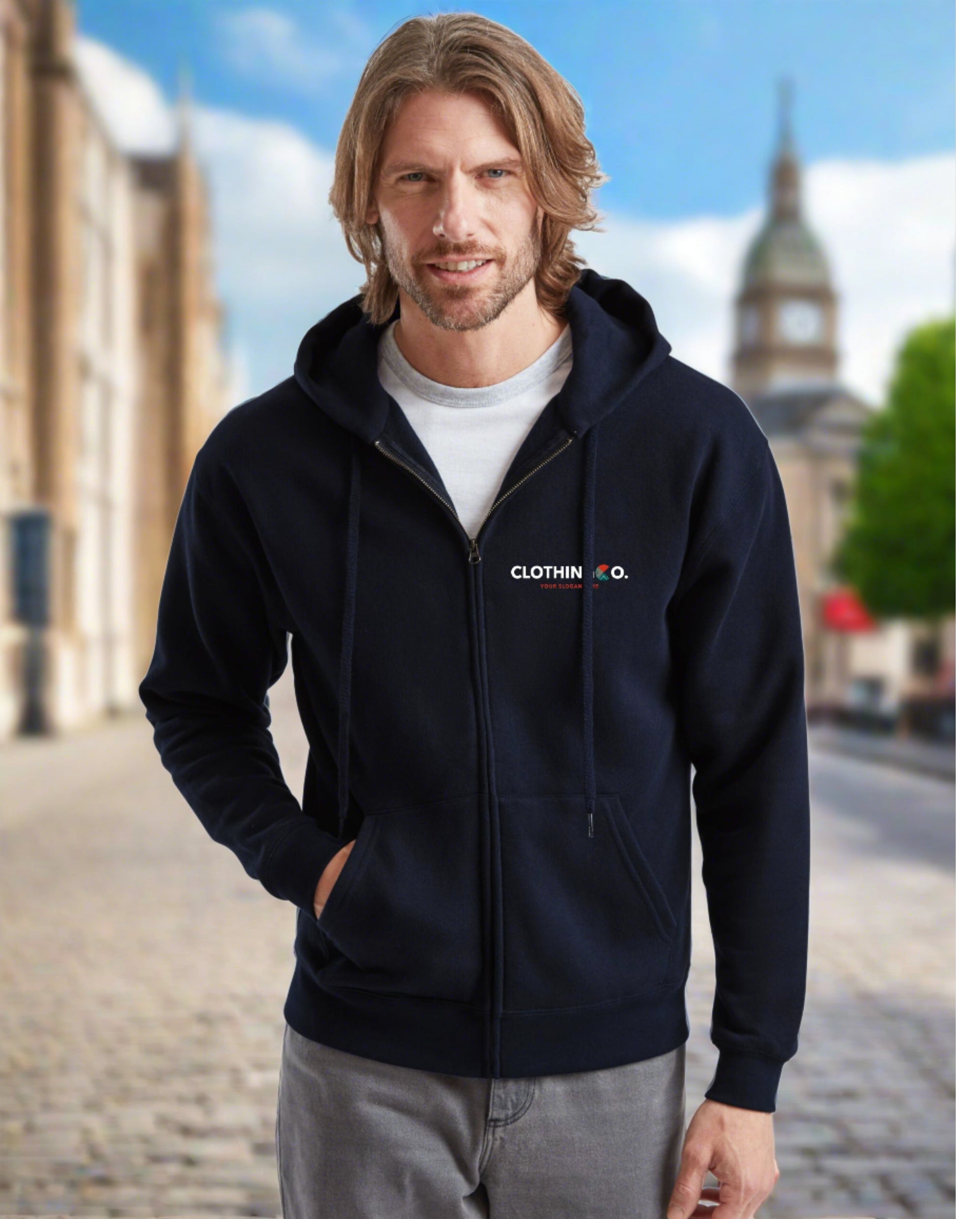 Personalised Fruit Of The Loom Men's Premium Hooded Sweat Jacket