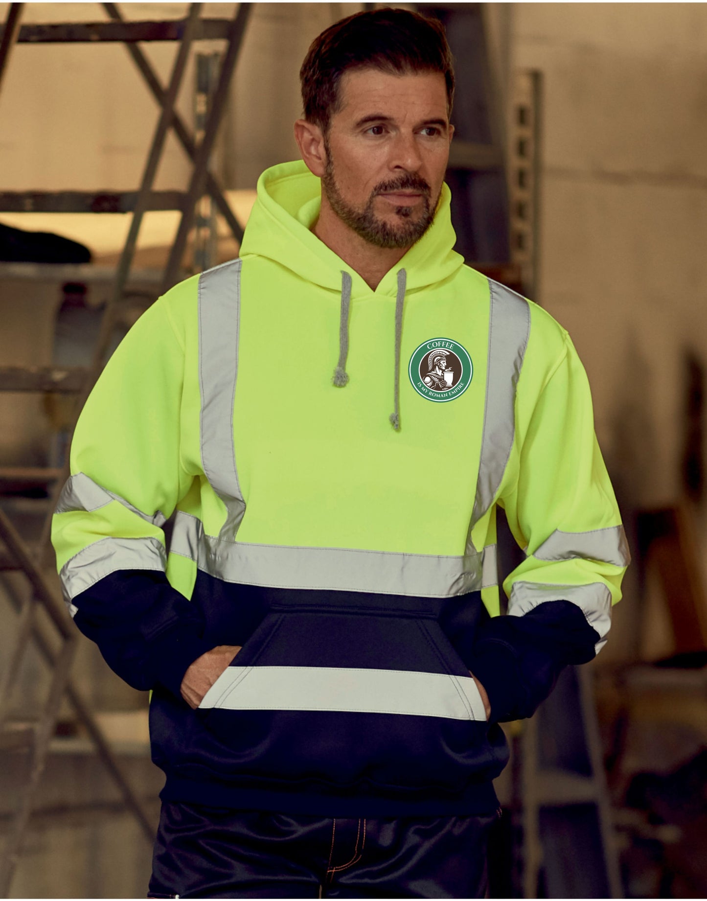 Yoko hi-vis pull-over hoodie with custom printed logo on front or back