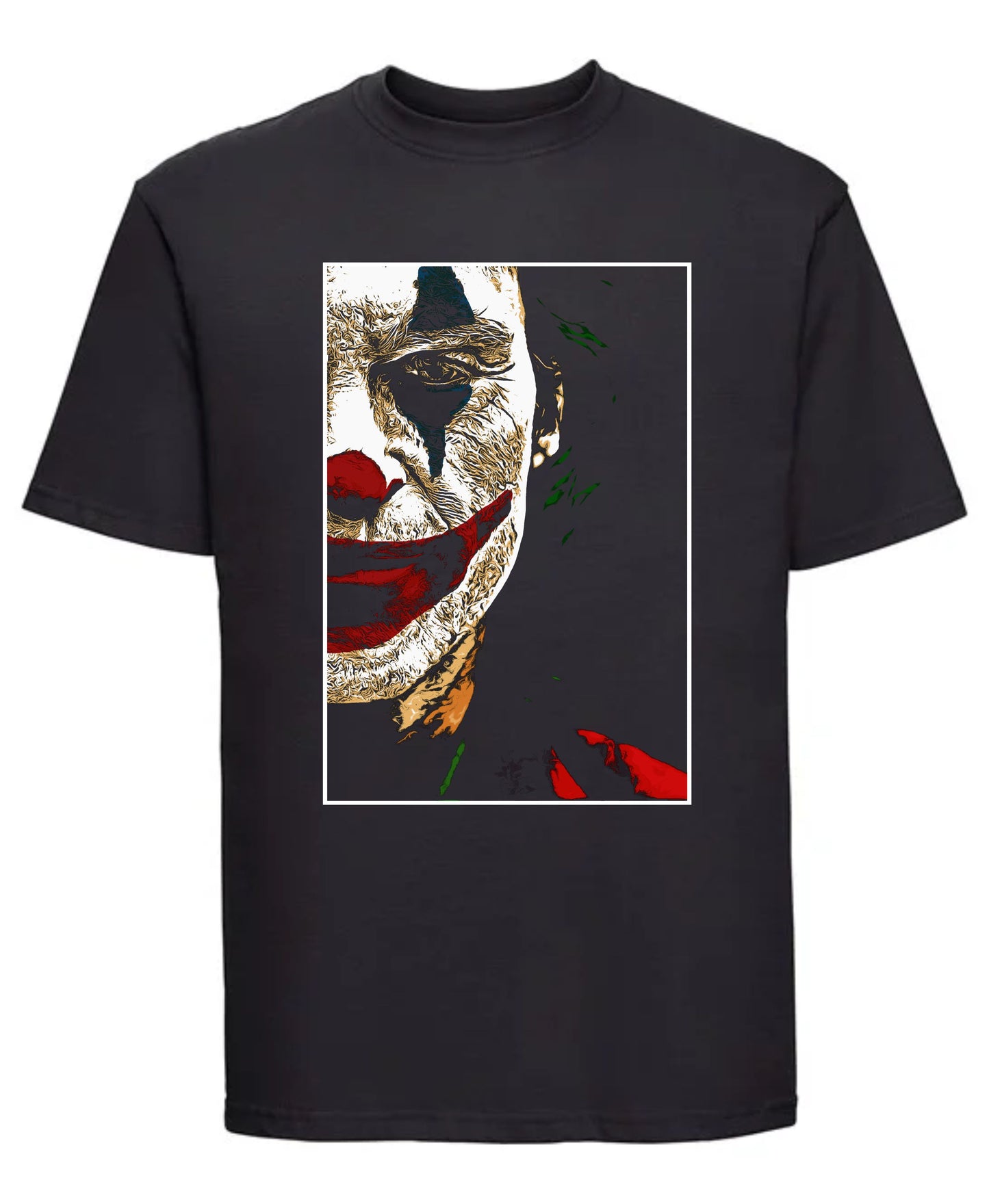 Joker-inspired unisex T-shirt for kids and adults with bold villain design