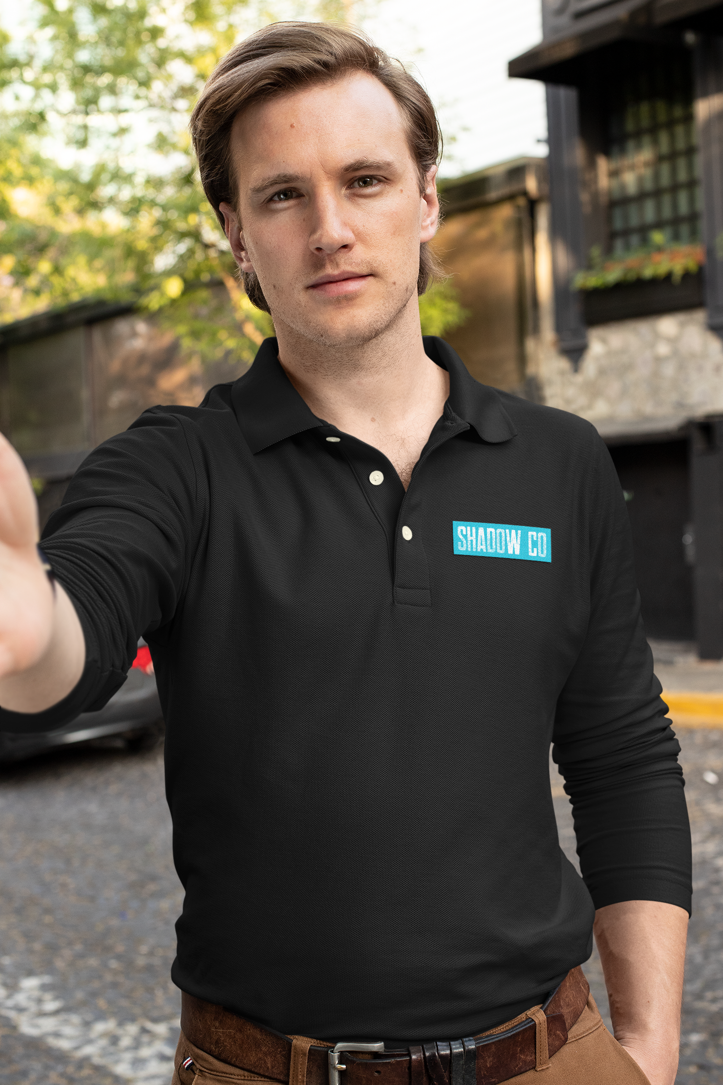 Personalised Fruit Of The Loom Men's Premium Long Sleeve Polo