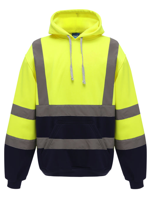 Yoko hi-vis pull-over hoodie with custom printed logo on front or back