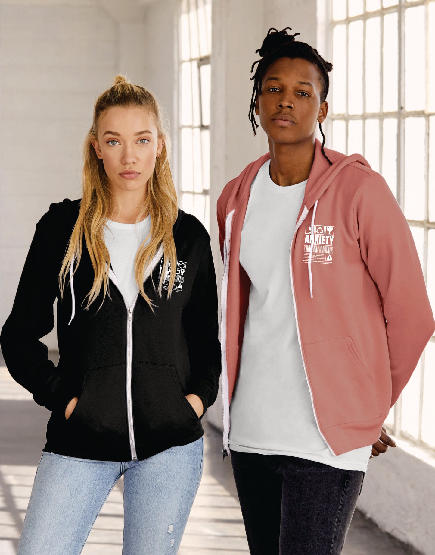 Personalised Bella+Canvas Unisex Poly-Cotton Fleece Full-Zip Hoodie