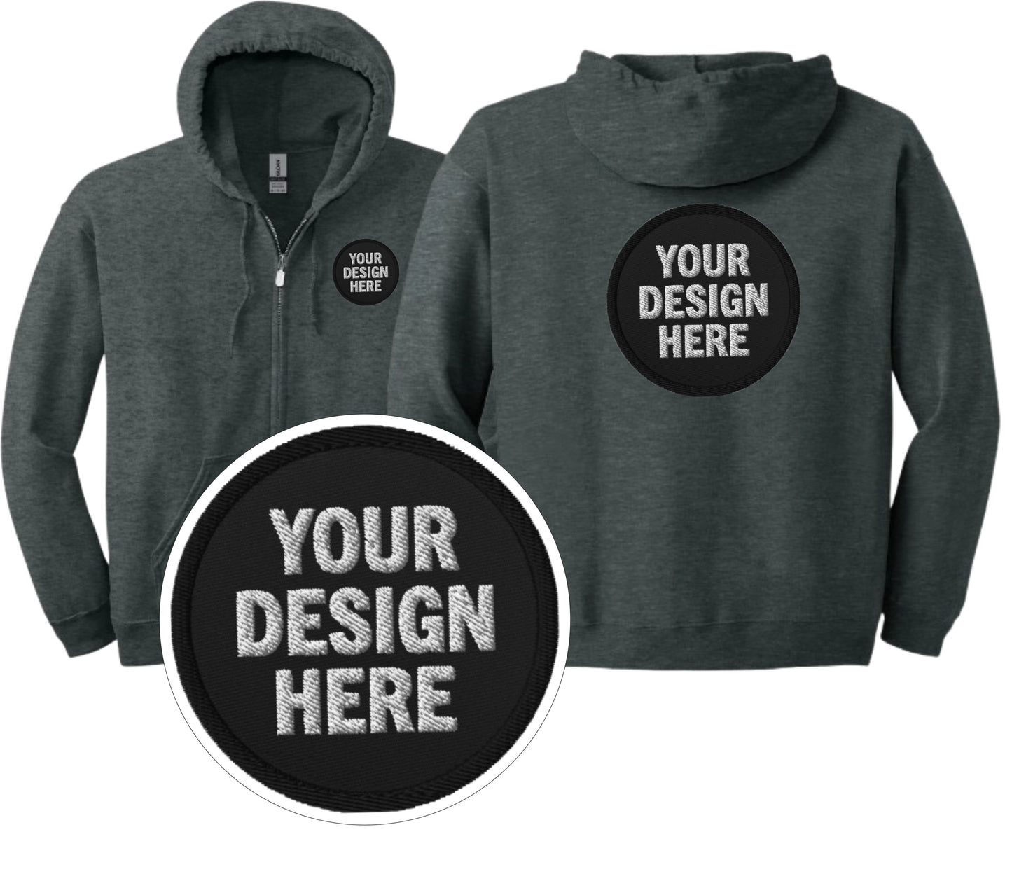 Bestickter Softstyle-Kapuzenpullover aus mittelschwerem Fleece für Erwachsene