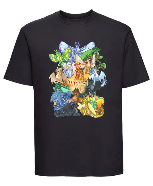 Dragon with flaming wings printed on t-shirt – Wings of Fire design