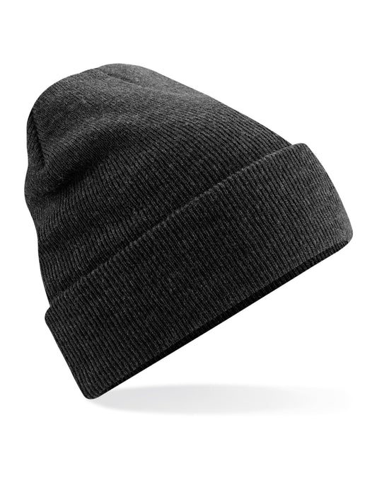 Original cuffed beanie with custom embroidered logo on front