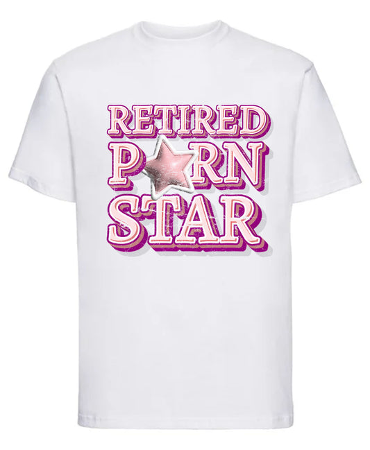 Funny “Retired Star” printed T-shirt — relaxed humorous graphic tee for men and women.