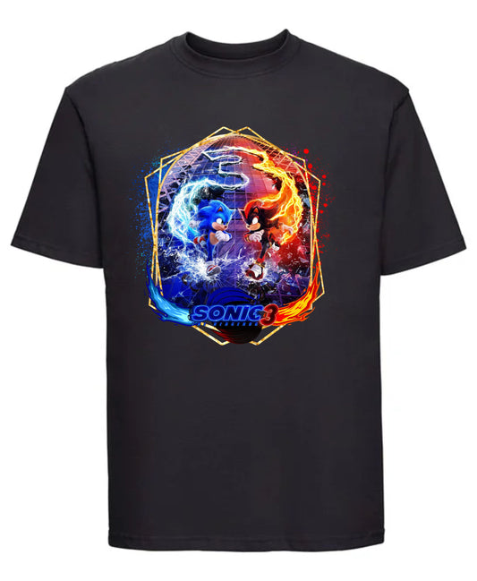 Sonic 3 inspired design with Sonic, Tails, and Knuckles printed on t-shirt