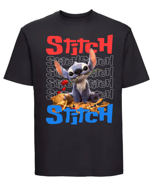 Playful Stitch character printed on t-shirt – inspired by Disney’s Lilo & Stitch